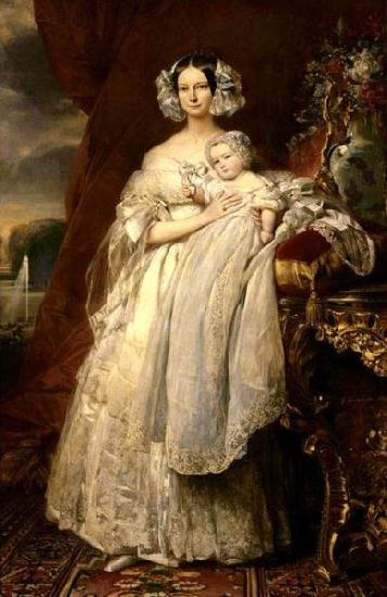 Franz Xaver Winterhalter Portrait of Helena of Mecklemburg-Schwerin, Duchess of Orleans with her son the Count of Paris China oil painting art